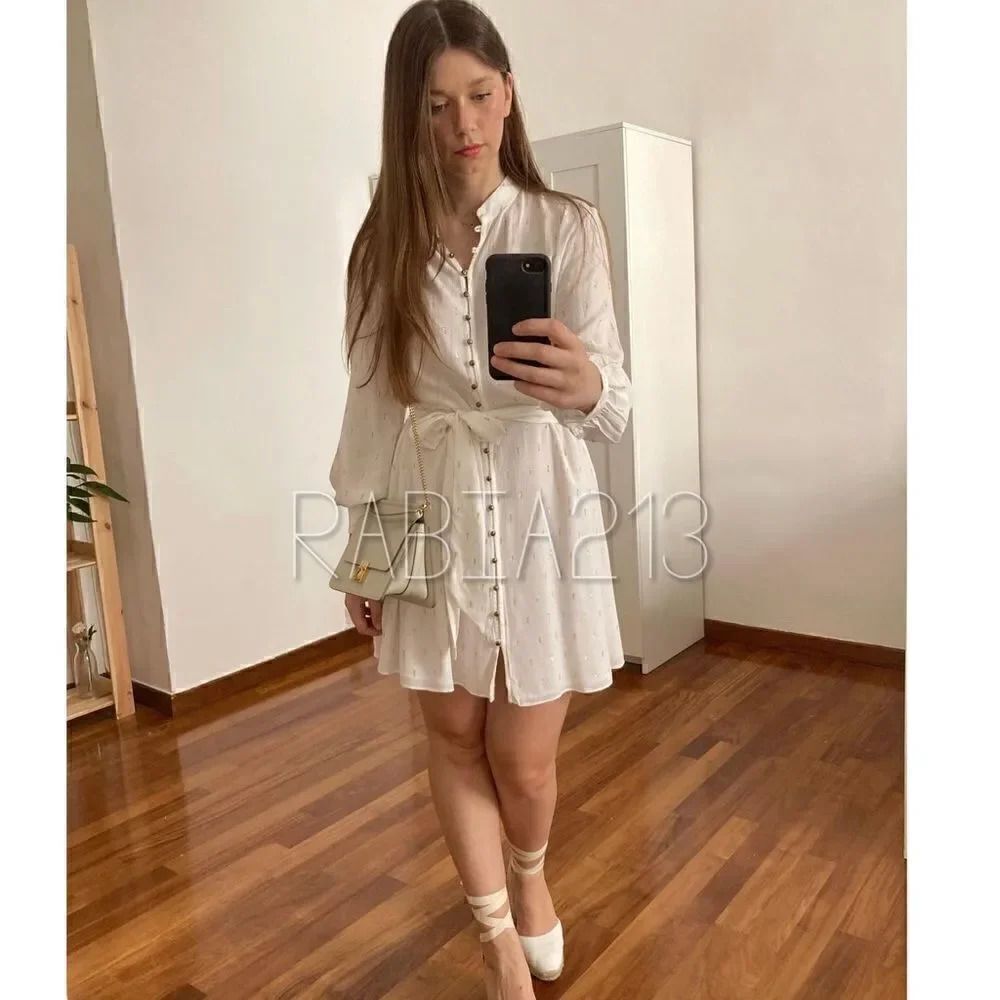 ZARA SHORT METALLIC THREAD DRESS